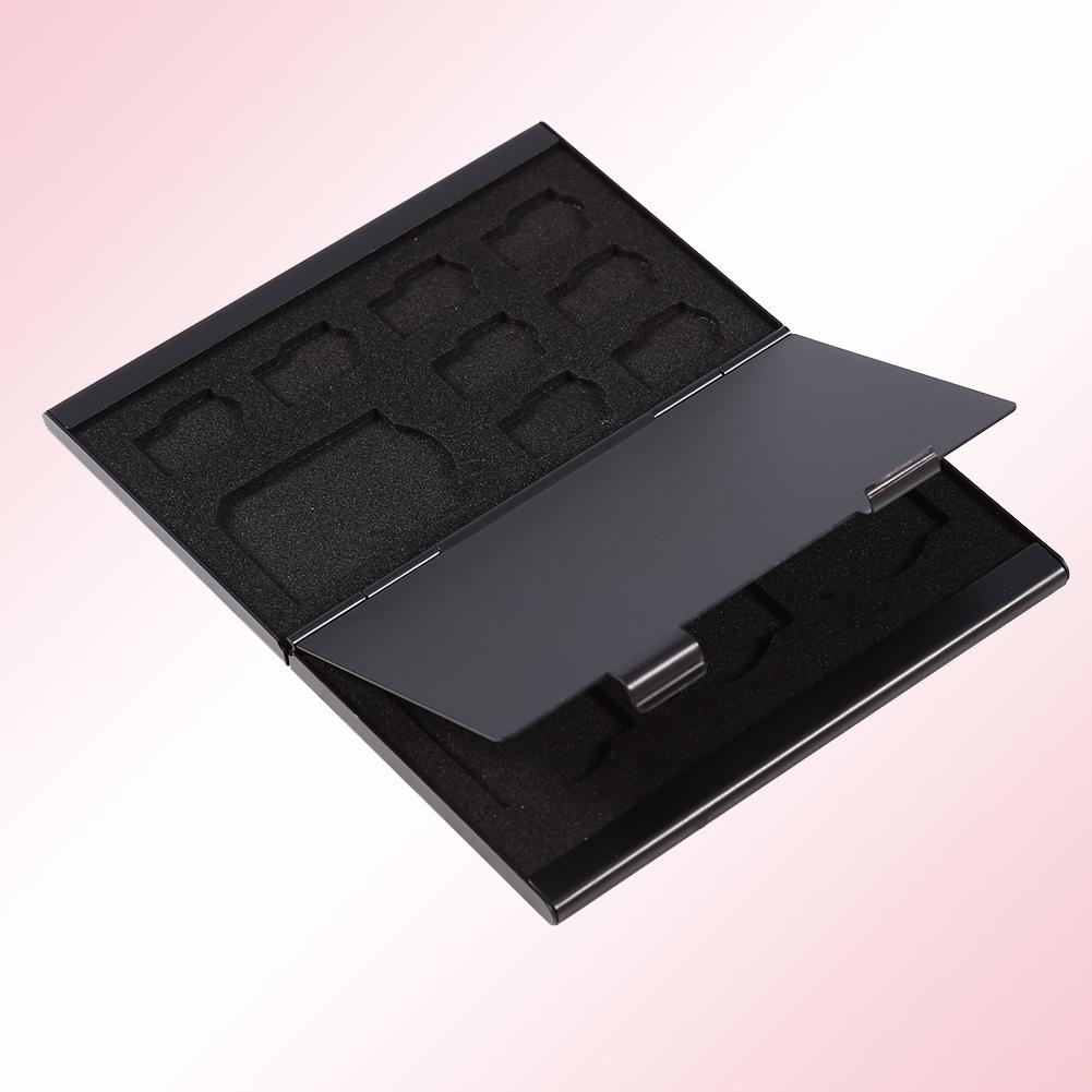 12 Slots Aluminium Box Case For Card And TF Card Holder(Black)