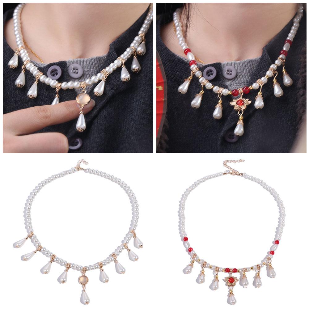 Pearls Chinese Style Necklace Vintage Cheongsam Necklace Vintage Hanfu Necklaces Clavicle Chain