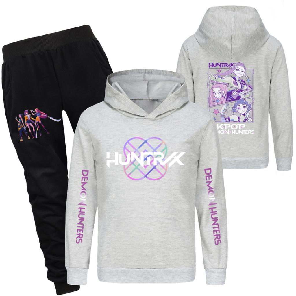 Детский худи и брюки, двухпредметный спортивный костюм, комплект свитшота с длинным рукавом и принтом