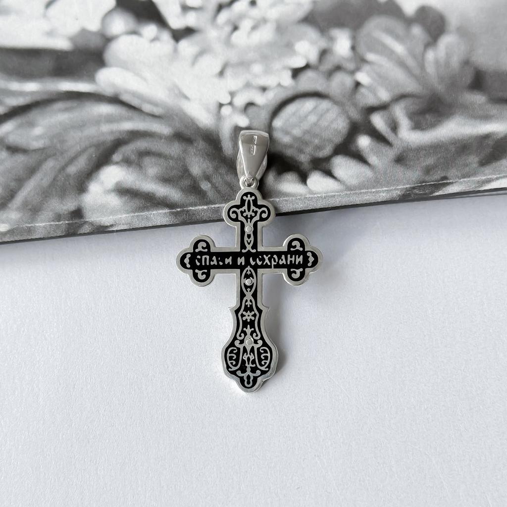 Серебряный крестик с емаллю (2156598)