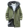 Men's Winter Fleece-Lined Hooded Mid-Length Printed Cotton Coat - Trendy & Warm Casual Jacket