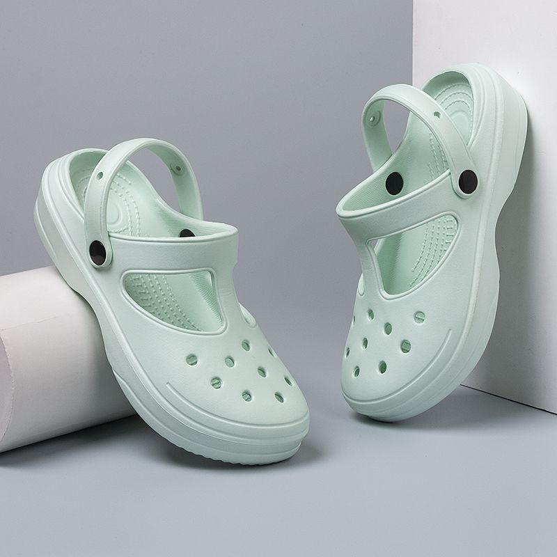 Шлепанцы, мюли, женские тапочки, пляжные сандалии, облачно-зеленые с каблуком, летняя мягкая обувь для женщин 2024 г., 39, акция, уникальная обувь из ЭВА