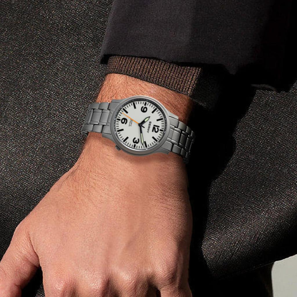 BERNY Titanium Watch Men Watch Watch Japan Sweep Seconds Quartz Movement VH31 5ATM Waterproof Analog Quartz Watch Super Luminous Sapphire Glass Men's