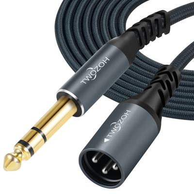 Аудиокабель Twozoh Jack to XLR Male 3 Pin, плетеный, XLR Male to TRS, стерео гитарный кабель 6,35 мм, 2 м, 1/4 (Профессионал/Hi-Fi)