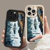 Blue Seaside Print Shockproof Cover For iPhone 16 Pro Max 15 14 Pro 13 12 11 8 7 Soft Silicone Lens Protection Matte TPU Phone Case