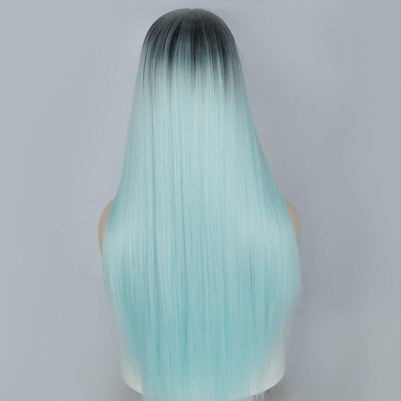 LISI HAIR Черный зеленый Ombre Длинные прямые волосы без челки для женщин 24-дюймовые парики из синтетического термостойкого волокна