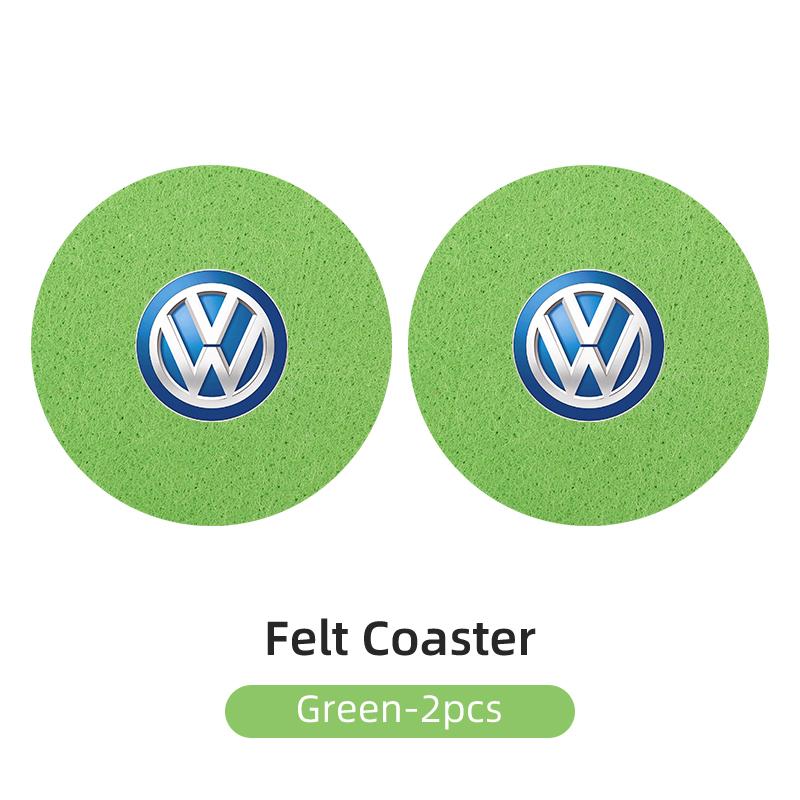 DOG1 2PCS Car Felt Material Coasters Water Cup Holder Mat Trimmmable For VW Scirocco Jetta Beetle B5 Passat Polo Tiguan Sharan Touran