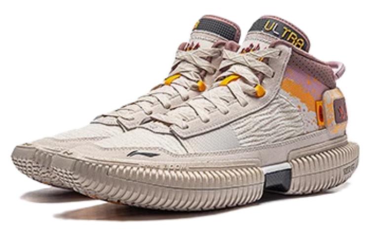 Li Ning Badfive 3 Ultra Текстиль, Синтетическая Кожа Средняя Высота Баскетбольные Кроссовки Мужские Лунный Серый ABFS011-34