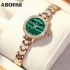 ABORNI маленькие золотые часы женские часы женские нишевые легкие роскошные кварцевые наручные часы подарок модные водонепроницаемые маленькие зеленые часы