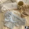 "Cream Girl" Buttock Mask Pants: Ice Silk Mid-Waist Quick-Dry Panties with Lace Trim for Spring/Summer.
