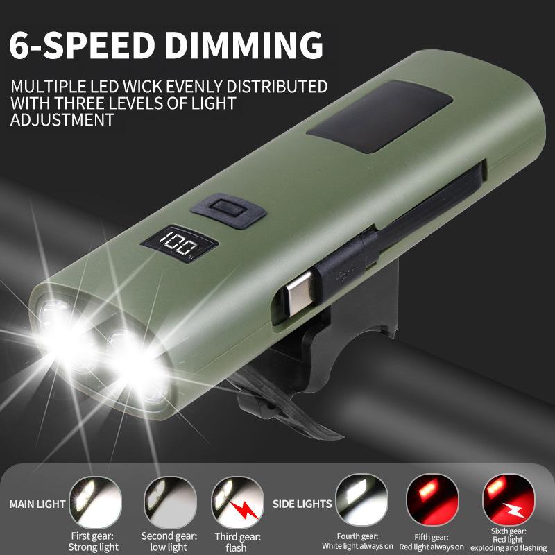 Multifunctional Portable Power Bank LED Bike Light, Rechargeable Front Bike Light with Built-in USB Cable, High-Lumen Waterproof Cycling Light