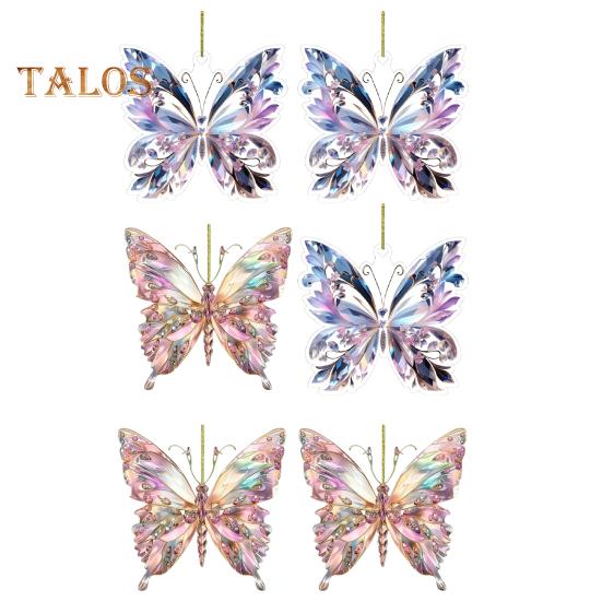 2 шт., цветная подвеска в виде бабочки для автомобиля, искусственный кристалл, подвесное украшение для зеркала заднего вида, комплект из страз для автомобиля, подвеска для украшения окна, подарок для автомобиля