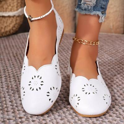 Мода 2025 Женские туфли на плоской подошве Натуральная кожа Женские туфли-лодочки с острым носком Летние женские лоферы с перфорацией Женская обувь