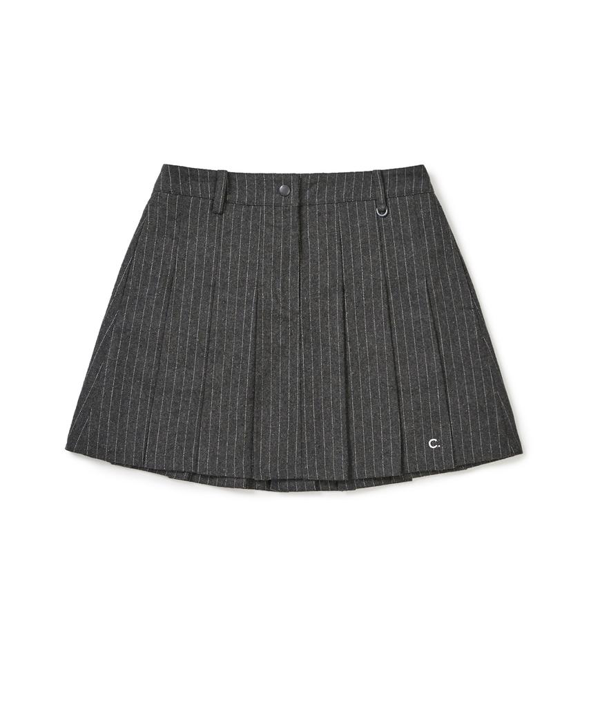Clove [25Fw Clove] Stripe Pleated Skirt (Charcoal)