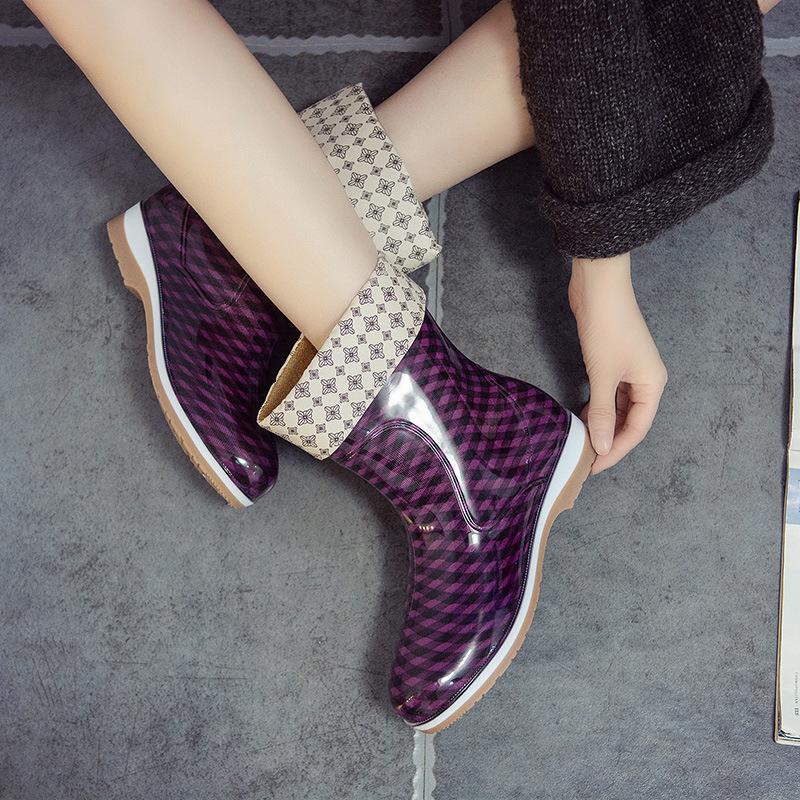 Высокие водонепроницаемые сапоги до середины голени, женские дождевые сапоги, весна/осень 2024, женские дождевые сапоги из ПВХ, rty678