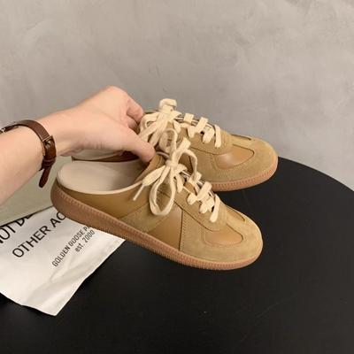 Баотоу полутапочки женские летние 2025 новые ретро немецкие тренировочные туфли женские толстая подошва без каблука и одна педаль ленивые туфли