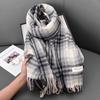 Color Blocked Retro Tassel Scarf for Women In Winter New High End Versatile Thickened Warm Scarf and Shawl Dual Use