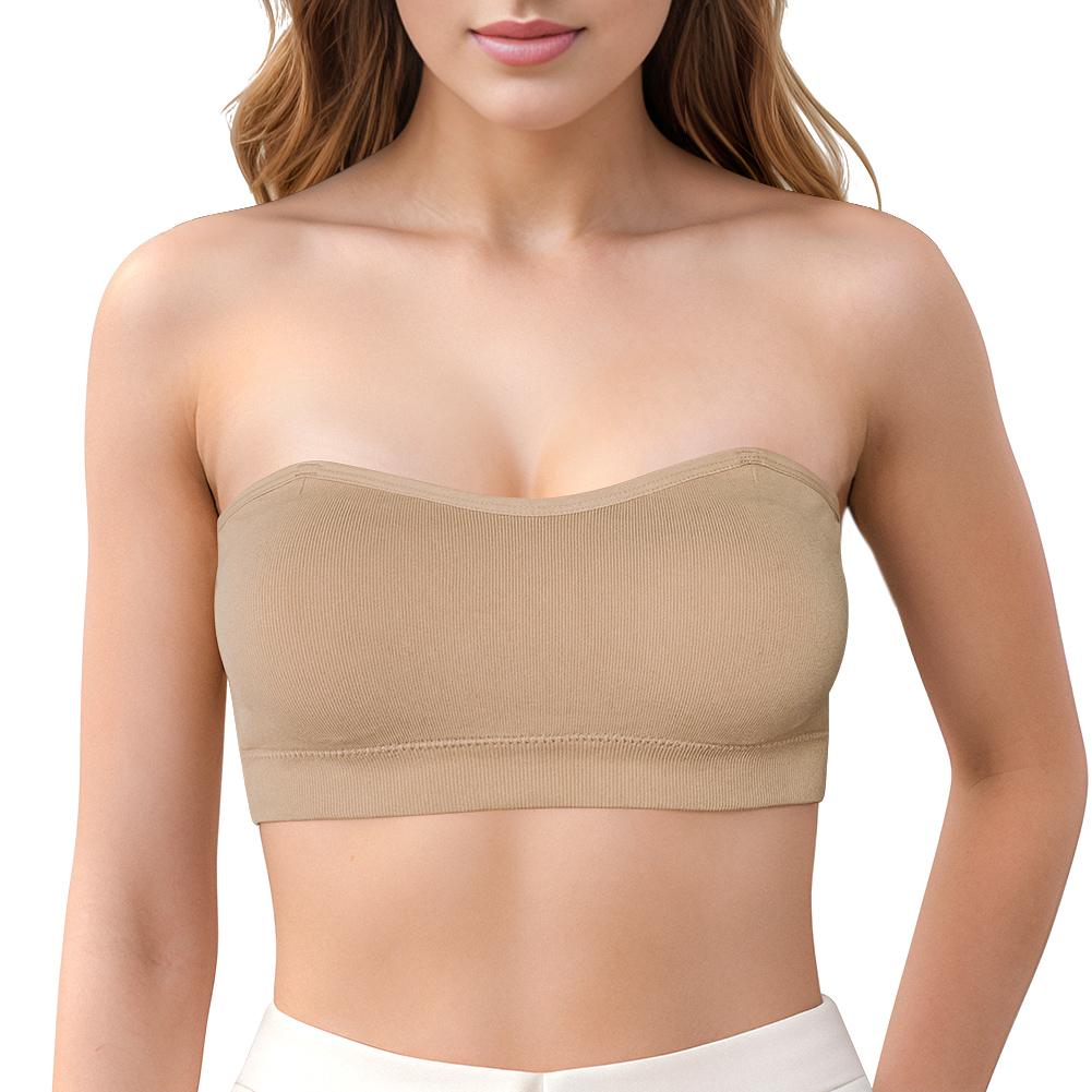 Varsbaby Strapless Bandeau Bra for Women Non-Slip Padded Wireless Tube Top Bra