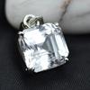 Серебряный кулон Квадратной огранки Белый 30.60 Карат СЕРТИФИЦИРОВАННЫЙ Натуральный Сапфир Драгоценный камень AR-3646-Sa