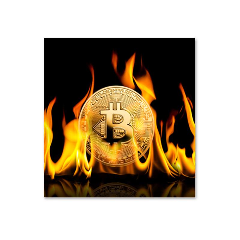 Финансовая коллекция Стоимость Биткоин Картина на стене Художественная печать на холсте Плакат Печать Картина Золотая прикроватная тумбочка Офис Декор