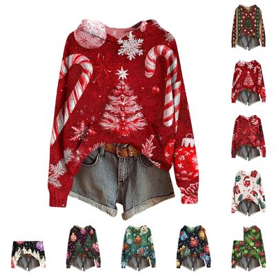 Женская модная повседневная толстовка с капюшоном и длинными рукавами с принтом