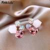 Vintage Glass Geometric Block Zircon Earrings Colorful Trendy Drop Earrings Women Jewelry PD2264