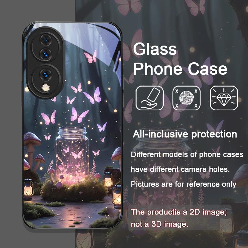 Красивая чехол-книжка из закаленного стекла с принтом «Лесная бабочка» для Huawei Honor 200 Lite 100 Pro 90 GT Magic 7 6 X8 X9