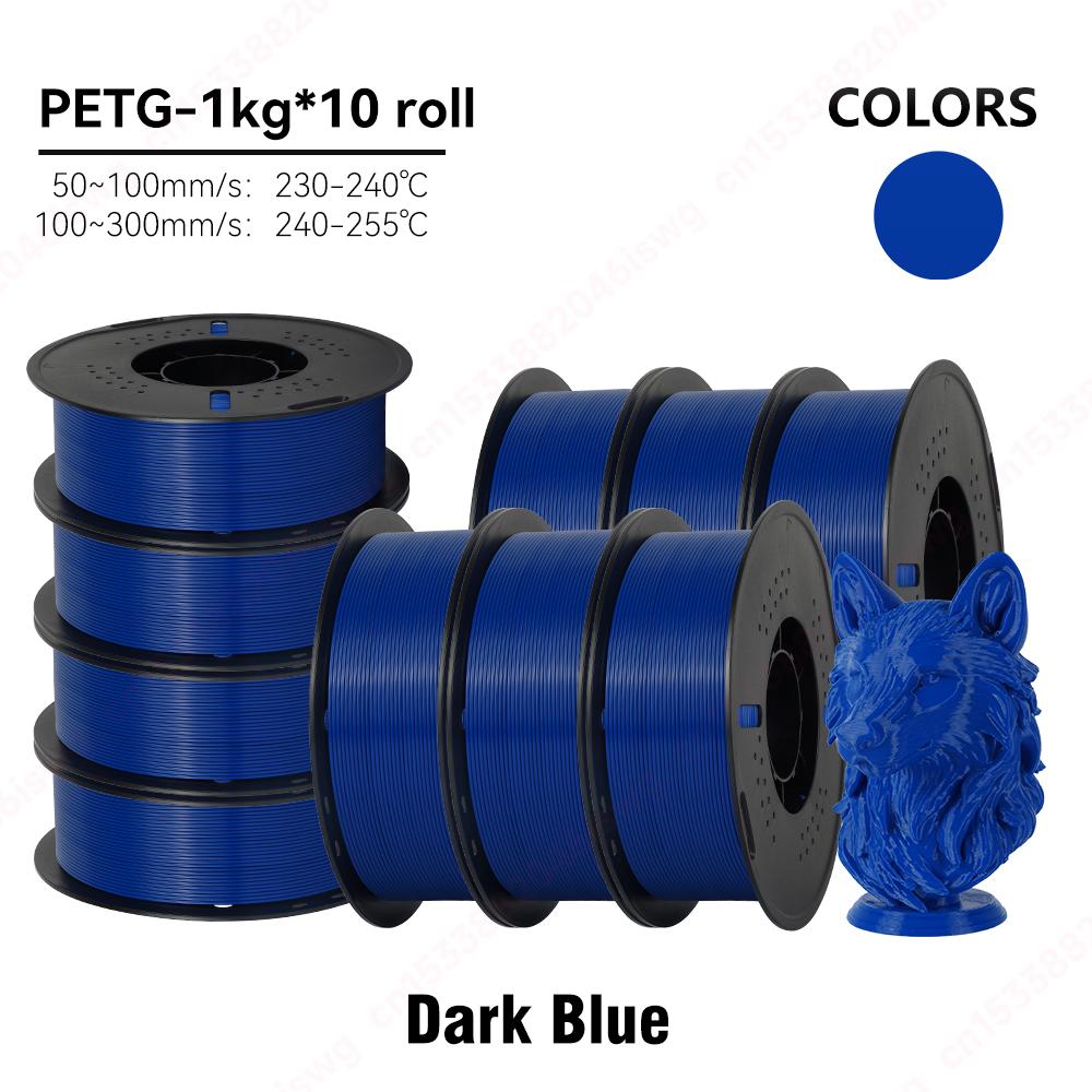 KINGROON 22LBS PETG filament 3D Printer Filament 5/10 Rolls 1KG Eco-Friendly Good Toughness 3D Printing Material For FDM 3dprinter