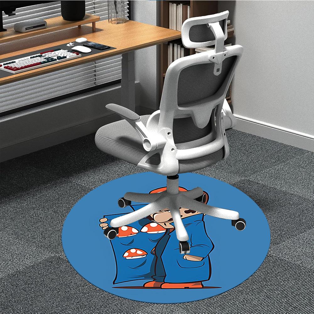 1pc Mario Mushroom Cap Office Round Area Rug, Under Office Chairs Bedroom Living Room Home Decor a1022334