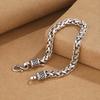 Men Bracelet Thick Hollow Chain Vintage Braided Polished Solid Color Alloy Electroplated Daily Wear Wrist Jewelry Holiday Gift
