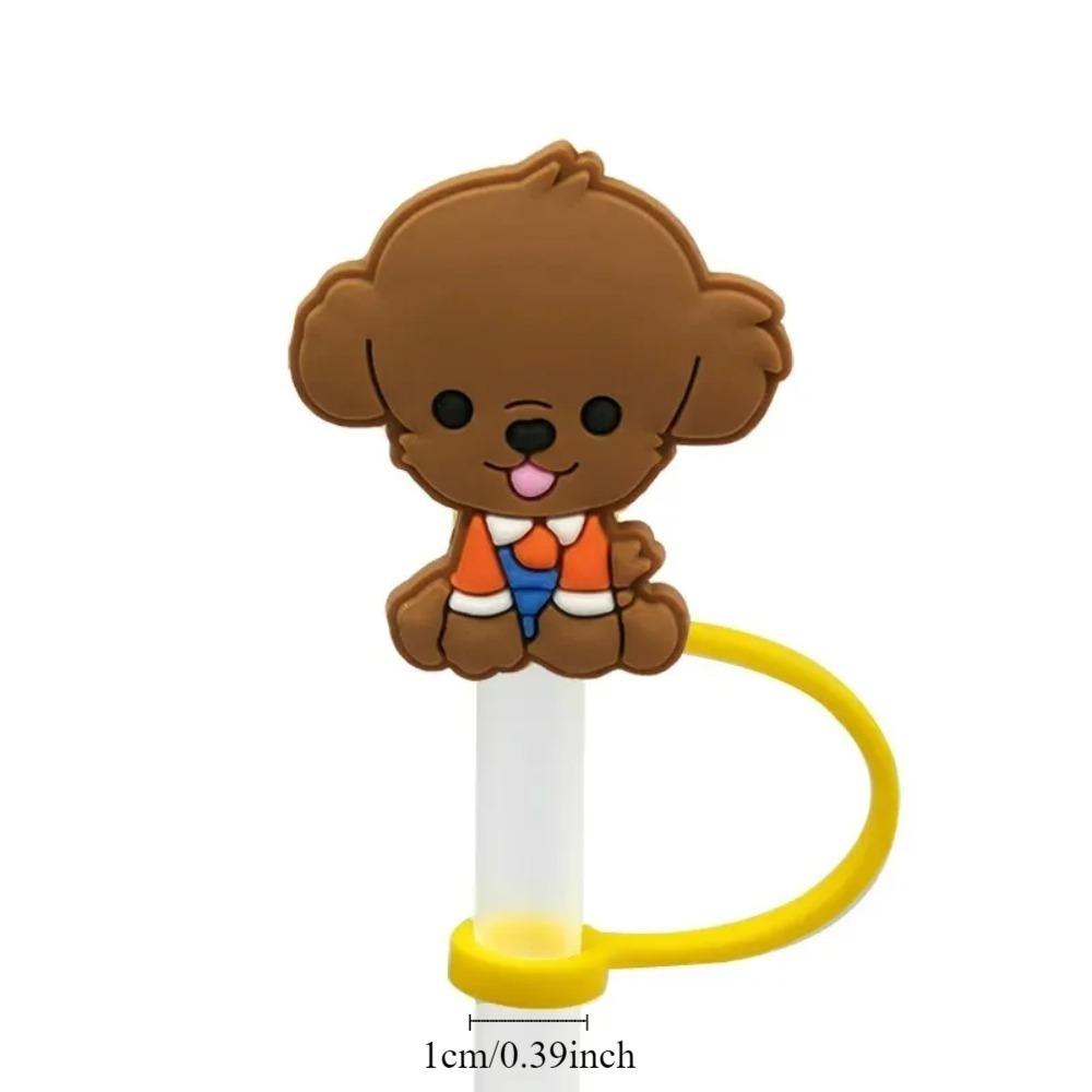 5 шт. мультяшная собака силиконовая трубочка заглушка 10 мм трубочка наконечники крышка питьевая трубочка пылезащитный колпачок принадлежности для вечеринок