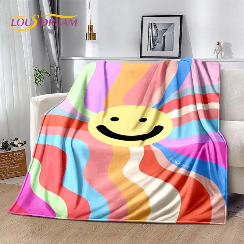 Мягкое плюшевое одеяло с радужной цветной иллюзией, фланелевое одеяло, одеяло для гостиной, спальни, кровати, дивана, чехол для пикника
