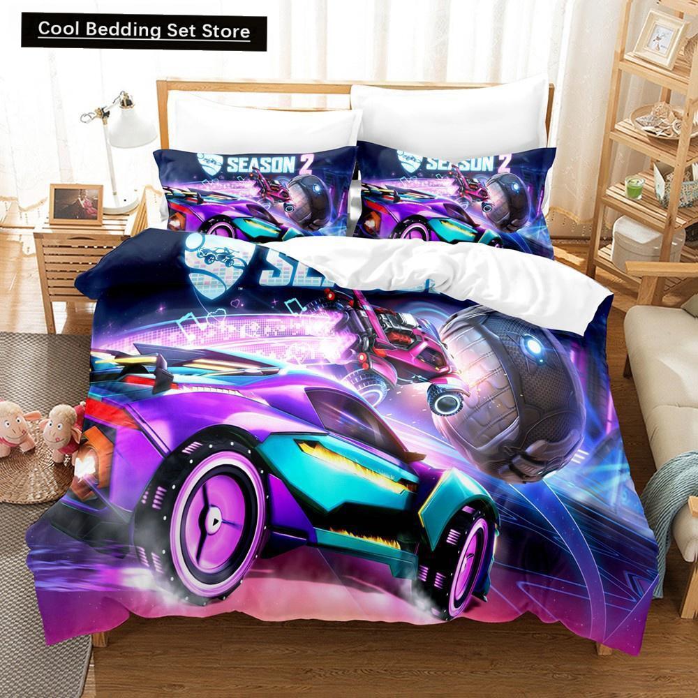 Новый комплект постельного белья Rocket League, покрывало для односпальной кровати, двуспальной кровати размера Queen King Size, комплект постельного белья Rocket League для детей, мальчиков, спальня, пододеяльник