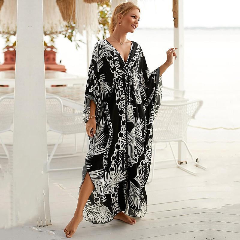 EDOLYNSA сексуальное бикини в полоску с зеброй, повседневное летнее пляжное платье с v-образным вырезом и разрезом по бокам, женская пляжная одежда, купальный костюм, накидка Q1297