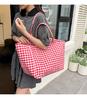 Original Simple Niche Large-capacity Canvas Bag Women's Summer 2025 New Versatile Plaid Handbag Student Tutoring Bag