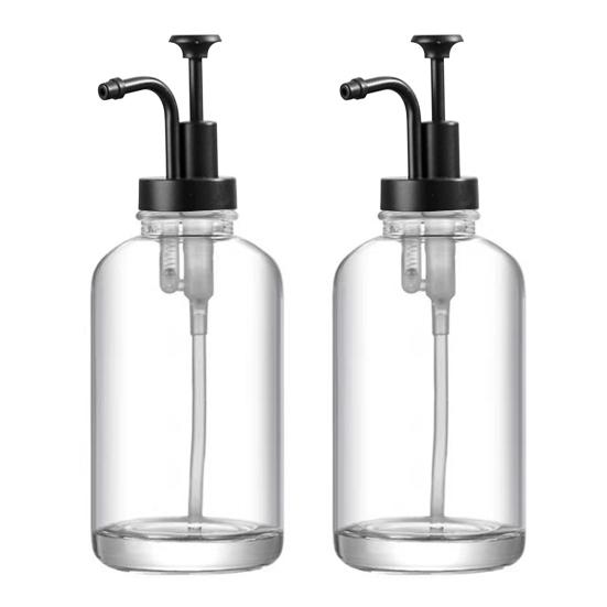 2 шт., 17 унций, прозрачный стеклянный диспенсер для сиропа, бутылка с насосом для сиропа, аксессуары для бара Cfee, шампунь