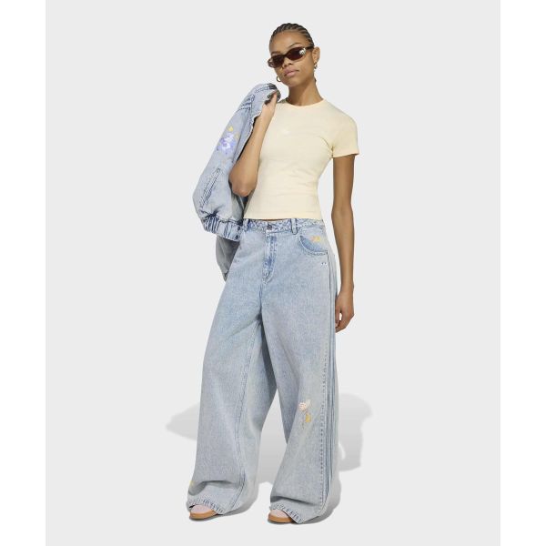 Adidas Originals Care Bear High-Waisted Wide-Leg Zipper Jeans Women jeans KQ6748