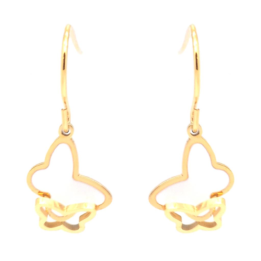 Les Trésors De Lily [R4459] - Designer Steel Earrings 'Butterfly' White Gold - 10x8 Mm