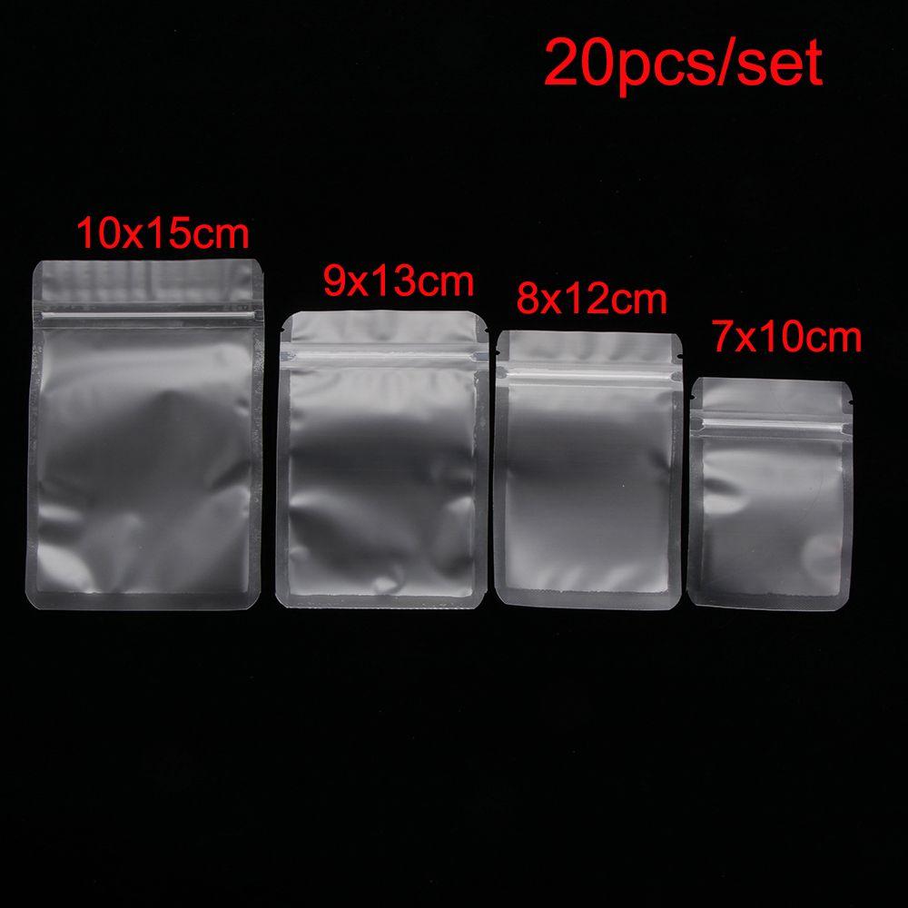 20 Pcs Plastic Transparent Matte Waterproof Zipper Storage Packaging Bag Reclosable Pouches