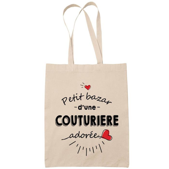 Tote bag - PLANETEE - Tote bag « Couturière adorée femme » - Coton - Beige - Imprimé en France