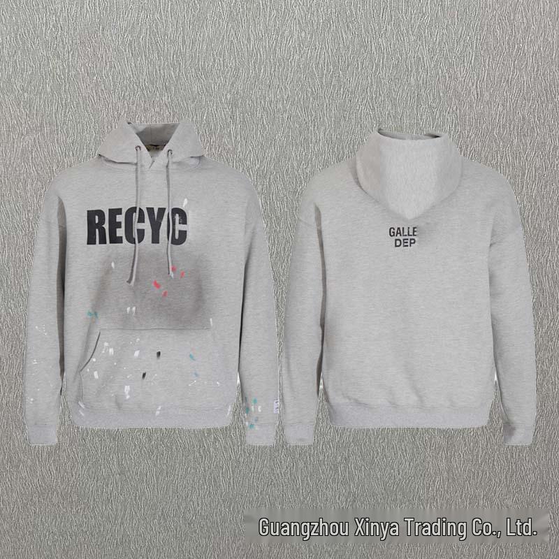 GALLERY DEPT Ink Splatter Graffiti Unisex Cotton Hoodie Set - Autumn Loose Fit