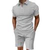 Men's Plus Size Waffle Knit Polo Shirt Set - Comfortable Short Sleeve, Solid Color, Casual Lapel Design