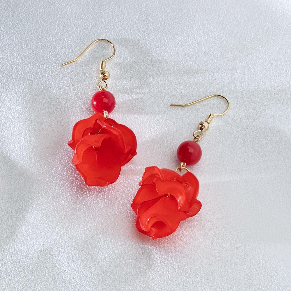 Pinkdudu Модные Простые Серьги-кисточки с красными цветами Сладкие Акриловые Сплавные Висячие Серьги для Женщин Ювелирные Подарки PD725