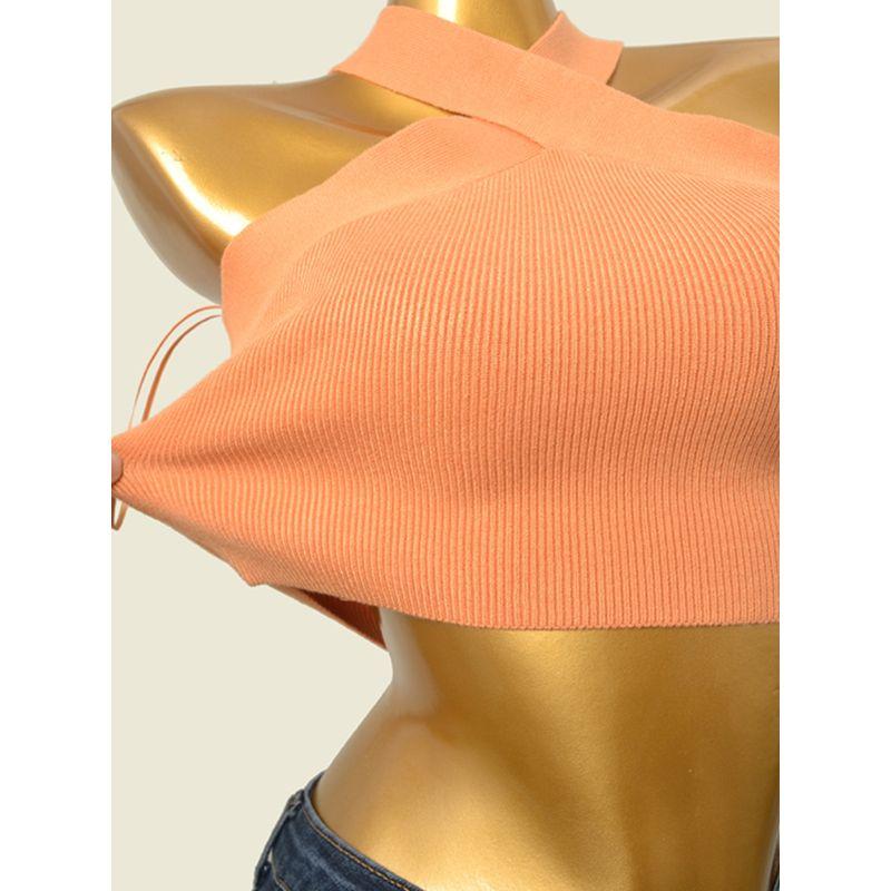 Affordable Luxury Fashion Brand Cross-Halterneck Vest Fashion Wind Sexy Sexy Short Inner Wear Knitting Base Small Sling