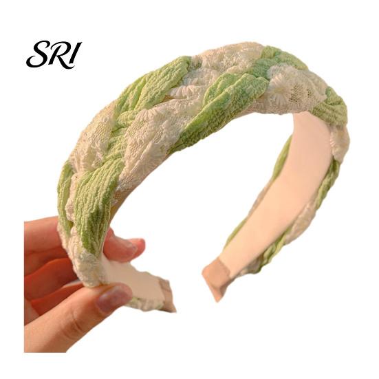 Smooth Edge Headband Women Mesh Yarn Lace Twist Texture Hair Hairline Blocking Hoop Wide-Brimmed Anti-slip Teeth Makeup Accessory Comfortable