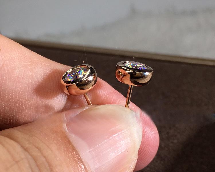 Серьги Желания: Серебро S925, розовое золото 14 карат, круглый фианит, белый циркон