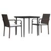 VidaXL 3-Piece Garden Dining Set with Cushions, Dining Chairs with Armrests, Furniture Set with Table, 3186937