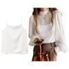Blouse Cami Set Shirt Inner Cami Volume Sleeves Mock Neck Sheer Grained Willow BB048 Ladylike Fashion Atmosphere Care Delicate Balloon Sleeve Trend