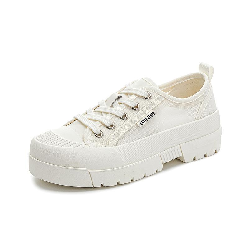 Summer casual single shoes women's 2025 new versatile round head lace-up little white shoes women's fashion and comfortable sports board shoes women