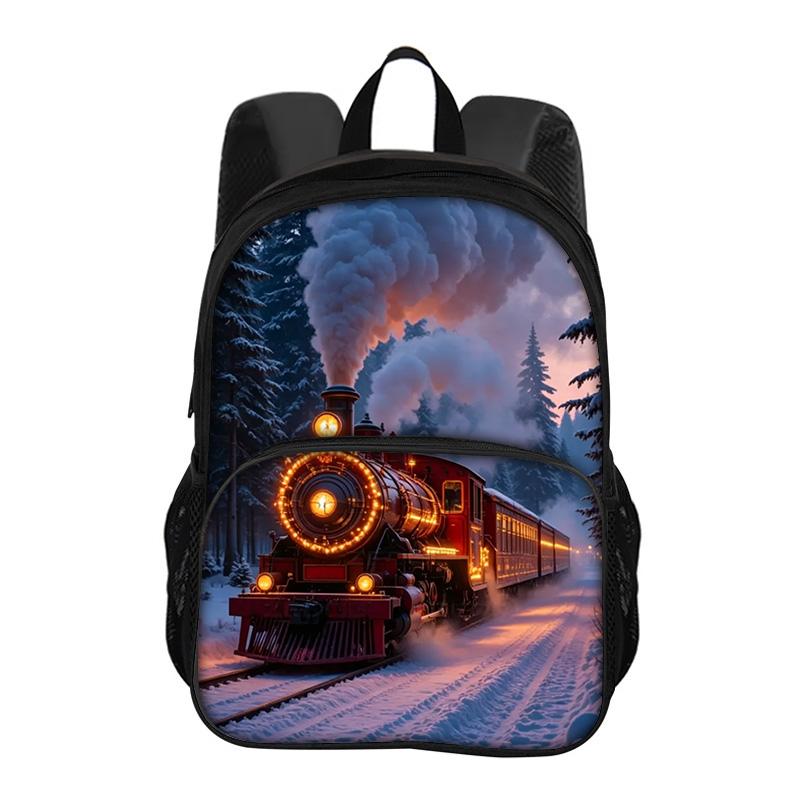 Рюкзак-сумка Train Round с передним карманом, модный, большой вместимости, новый, легкий, с принтом, лучший спутник для мальчиков и девочек